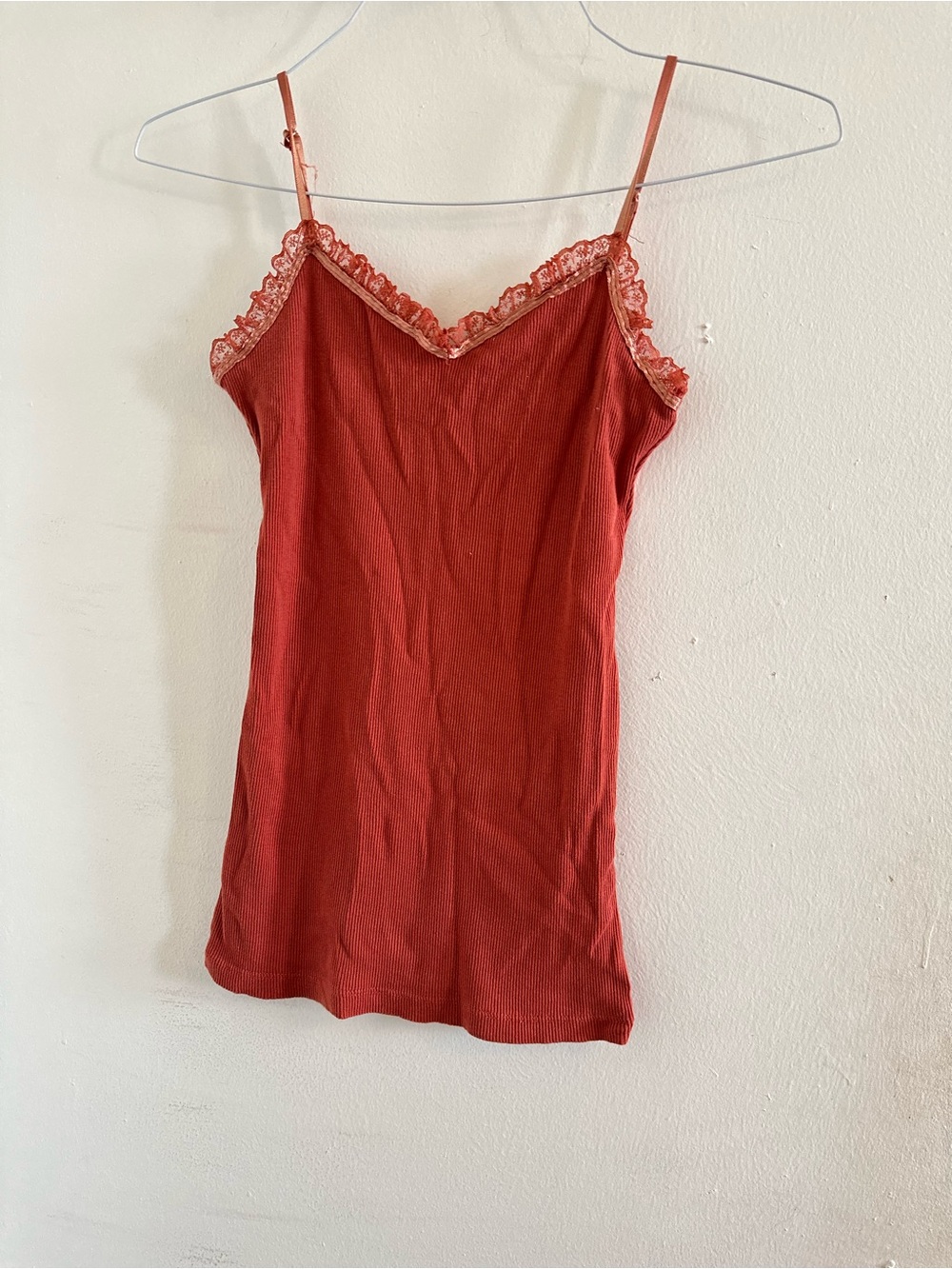 Ambiance Rust Lace-Trim Ribbed Camisole